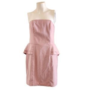 H&M womens size 12 pink mauve blush formal evening dress strapless peplum